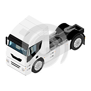 Heavy transport truck without a trailer isometric view isolated on white background
