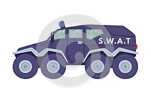 Heavy Truck as SWAT Vehicle or Rescue Vehicle and Police Tactical Unit Vector Illustration