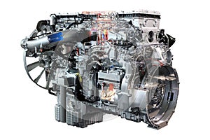 Heavy truck diesel engine isolated