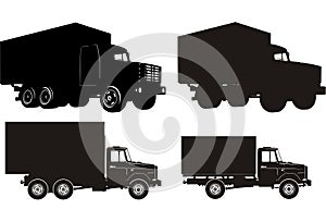 Heavy truck silhouette set