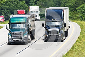 Heavy Truck Traffic On Interstate Highway