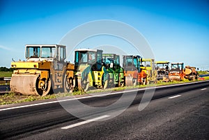 Heavy Vibration roller at asphalt pavement works