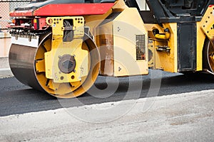 Heavy Vibration roller compactor at asphalt pavement works for r