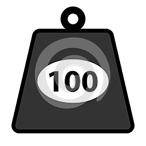 Heavy 100 weight icon, isolated on white, vector illustration