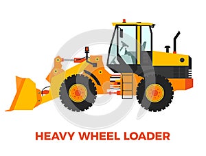 Heavy Wheel Loader Construction Vehicle on a white background