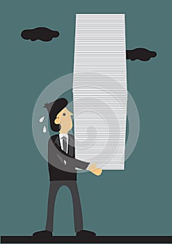 Heavy Workload Cartoon Vector Illustration