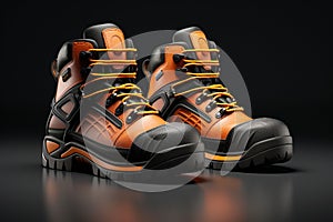 Heavyduty work boots with steel toes and slipresis