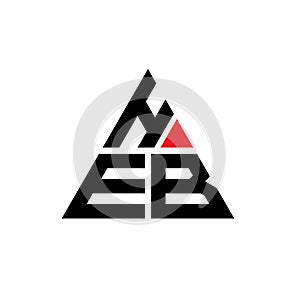 HEB triangle letter logo design with triangle shape. HEB triangle logo design monogram. HEB triangle vector logo template with red