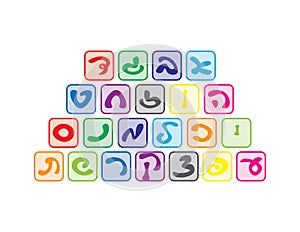 Colorful Hebrew alphabet blocks stack