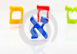 Hebrew Colorful letters Alphabet close up