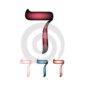 Hebrew font. The Hebrew language. The letter Dalet. Vector illustration on isolated background