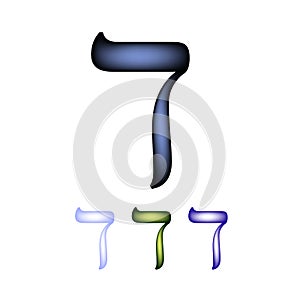 Hebrew font. The Hebrew language. The letter Dalet. Vector illustration on isolated background