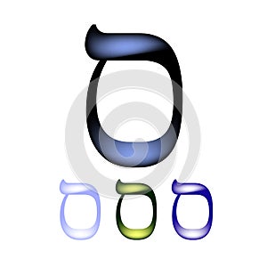 Hebrew font. The Hebrew language. The letter Samech. Vector illustration on isolated background