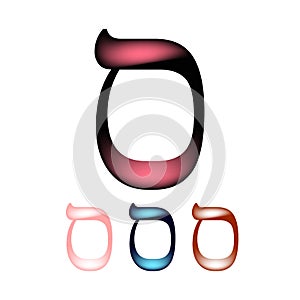 Hebrew font. The Hebrew language. The letter Samech. Vector illustration on isolated background