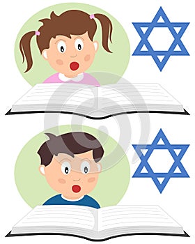 Hebrew Kids Reading a Book