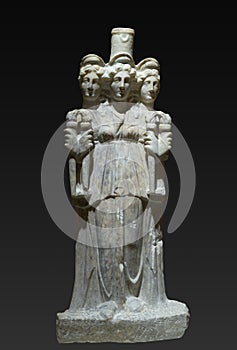Hecate or Hekatea.  Ancient roman marble statue photo