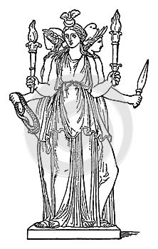 Hecate vintage illustration