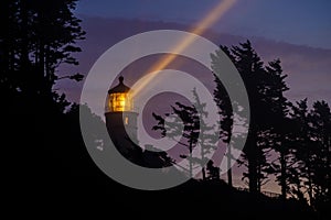 Heceta Head Lighthouse at night, built in 1892