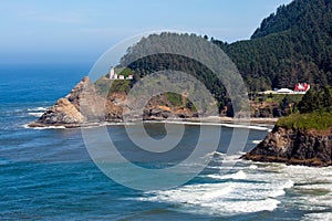 Heceta Head Lighthouse between Yachats and Florence Oregon on the Pacific Ocean in August