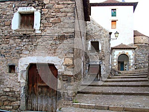 Hecho valley village stone streets in Pyrenees photo