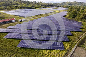 Hectares of former farmland or agricultural areas in the countryside used as a solar farm. At Miagao, Iloilo, Philippines