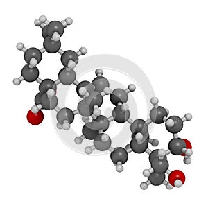 Hederagenin common ivy molecule. 3D rendering. Atoms are represented as spheres with conventional color coding: hydrogen white, photo