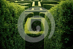 a hedge maze with no visible exit