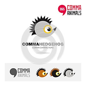 Hedgehog animal concept icon set and modern brand identity logo template and app symbol based on comma sign