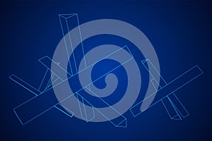 Hedgehog antitank defence. Wireframe low poly mesh.