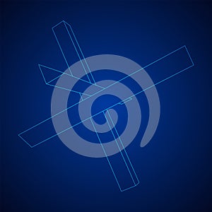 Hedgehog antitank defence. Wireframe low poly mesh.