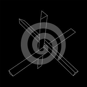 Hedgehog antitank defence. Wireframe low poly mesh.