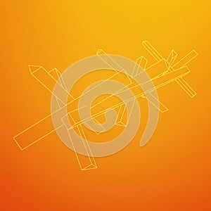 Hedgehog antitank defence. Wireframe low poly mesh.