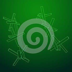 Hedgehog antitank defence. Wireframe low poly mesh.