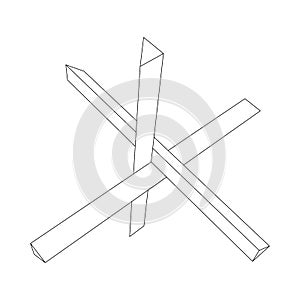 Hedgehog antitank defence. Wireframe low poly mesh.