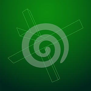 Hedgehog antitank defence. Wireframe low poly mesh.