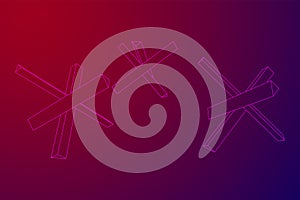 Hedgehog antitank defence. Wireframe low poly mesh.