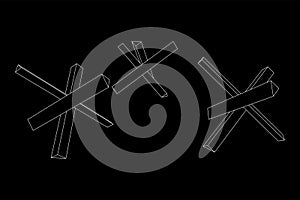 Hedgehog antitank defence. Wireframe low poly mesh.