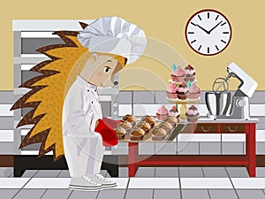 Hedgehog baker. Vector illustration.