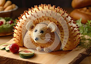 Hedgehog Bread Generative AI Illustration