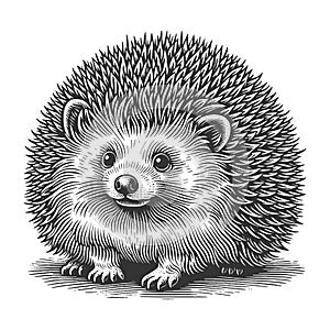 Hedgehog engraving sketch raster illustration