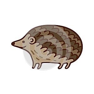 Hedgehog flat color vector object forest habitat with spikes