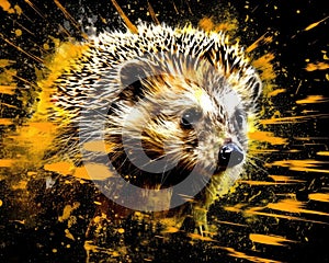 Hedgehog form and spirit through an abstract lens. dynamic and expressive Hedgehog print