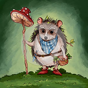 Hedgehog gatherer fantasy adventure children book illustration