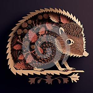 Hedgehog illustration woodcut style