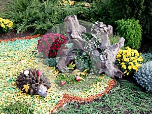 Hedgehog Landscape floral design fairy tale