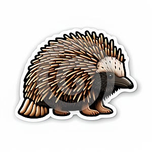 Hedgehog sticker isolated on white background. Vector echidna illustration.