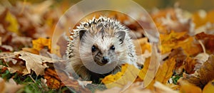 Hedgehog Walking Through Leaves photo