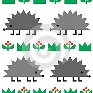 Hedgehogs colored geometric shape seamless pattern