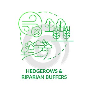 Hedgerows and riparian buffers green gradient concept icon