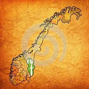 Hedmark region on administration map of norway photo